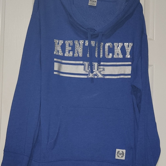 VICTORIA'S SECRET PINK KENTUCKY WILDCATS HOODIE SIZE LARGE BLING PULLOVER - Picture 2 of 12